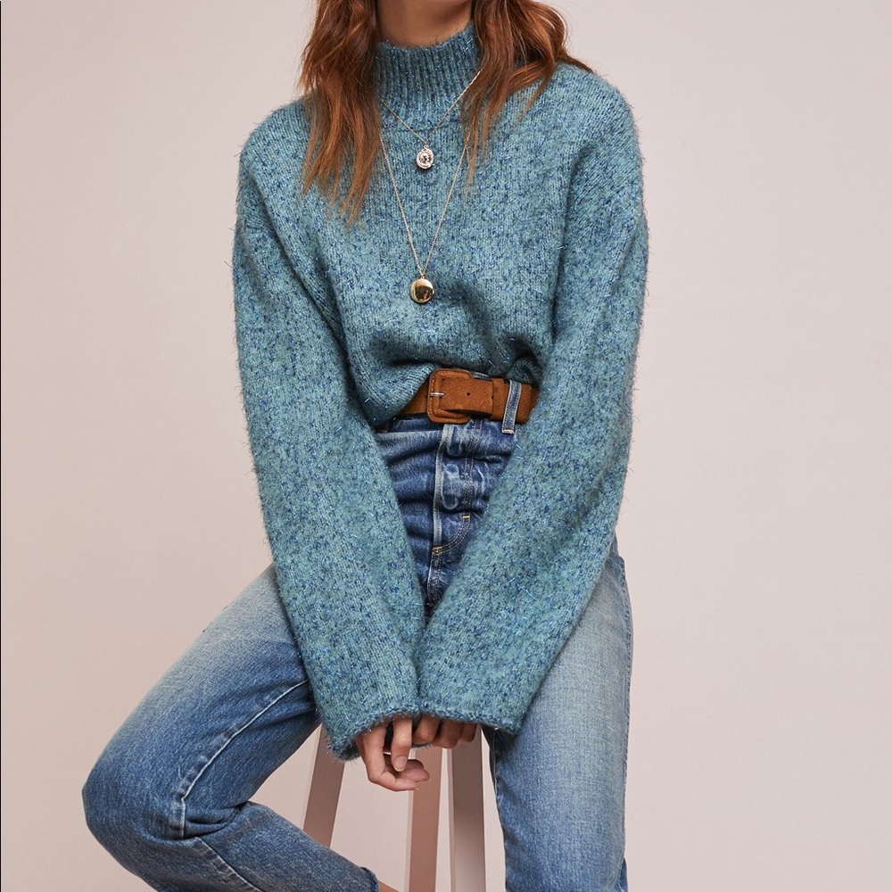 Anthropologie Moth Sparkle Knit Turtleneck Sweater